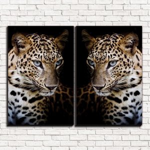 Модульная картина Леопард на черном арт. 2-1
