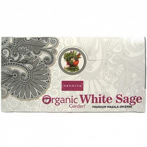 Nandita прямоуг. благовония Organic White Sage БЕЛЫЙ ШАЛФЕЙ 15 гр. блок 12 шт.