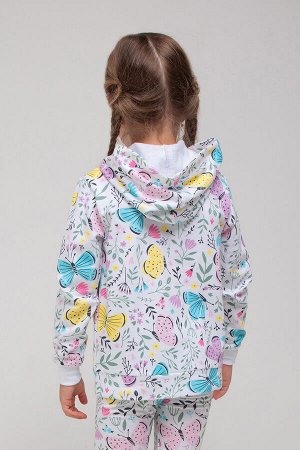 Куртка для девочки Crockid К 300955 белый, бабочки в саду к1280