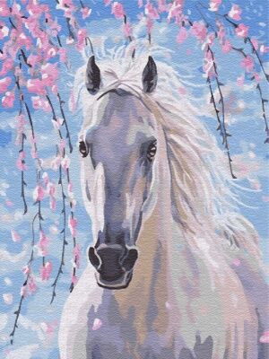 "Белая лошадь с цветами"
