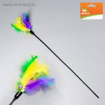 Дразнилка &quot;Яркая жизнь&quot; из перьев, с колокольчиком, микс цветов, 1 шт