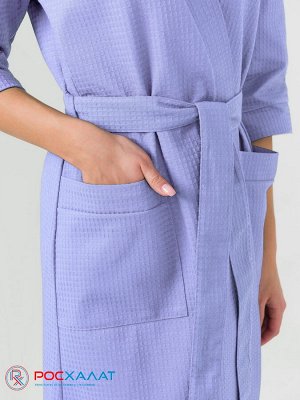 Женский укороченный вафельный халат с планкой В-01 (18)