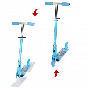 Самокат-снегокат зимний 2 в 1 «Заяц», цвет голубой