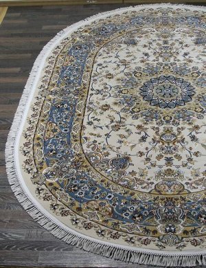 Ковер Ковер SHAHREZA d206 CREAM-BLUE 1.60x2.20 овал /  / 1.60x2.20 / овал / Высота ворса 9 мм / Полипропилен - heat-set / Основные цвета CREAM-BLUE / РОССИЯ