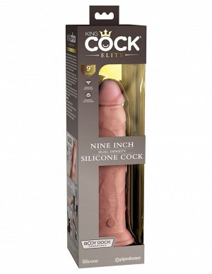 Телесный фаллоимитатор 9" Silicone Dual Density Cock - 25,4 см.