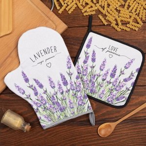 Этель Набор кух. &quot;Lavender&quot; варежка-прихватка 20х28см, прихватка 19х19см,100% хл