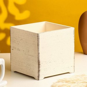 Ящик - кашпо деревянный "Кубик" бежевый 15х15 см