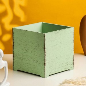 Ящик - кашпо деревянный "Кубик" оливка 15х15 см