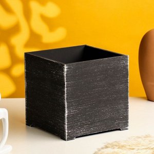 Ящик - кашпо деревянный "Кубик" черный 15х15 см