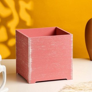 Дарим красиво Ящик - кашпо деревянный &quot;Кубик&quot; розовый коралл 15х15 см