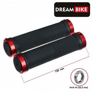 Грипсы Dream Bike 130 мм, lock on, 2 шт., цвет чёрный/красный