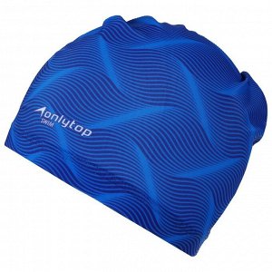 Шапочка для плавания ONLYTOP SWIM взрослая, тканевая, цвет синий, обхват 54-60 см