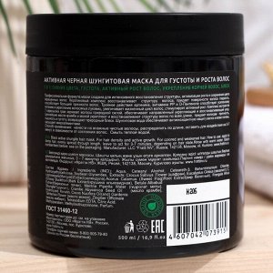 Активная черная Шунгитовая маска для густоты и роста волос "Природная аптека", 500 мл