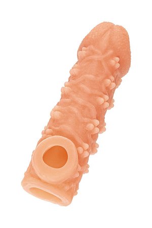 Насадка реалистичная KOKOS COCK SLEEVE 009-M с дополнительной стимуляцией, TPE, телесная, 15.6 см