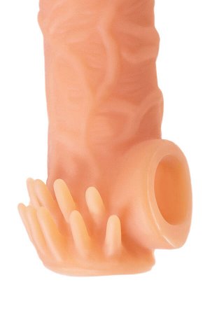 Насадка реалистичная KOKOS NUDE SLEEVE с дополнительной стимуляцией, TPE, телесная, 14 см