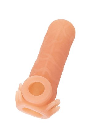 Насадка реалистичная KOKOS NUDE SLEEVE с дополнительной стимуляцией, TPE, телесная, 10 см