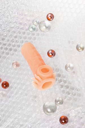 Насадка реалистичная KOKOS NUDE SLEEVE с дополнительной стимуляцией, TPE, телесная, 10 см