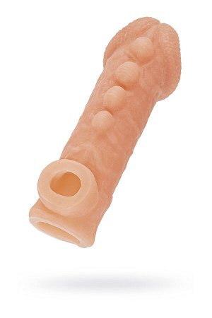 Насадка реалистичная KOKOS COCK SLEEVE 008-S с дополнительной стимуляцией, TPE, телесная, 13.8 см