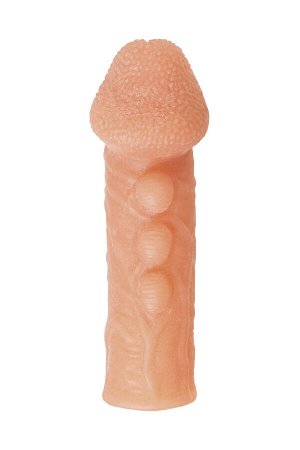 Насадка реалистичная KOKOS COCK SLEEVE 008-S с дополнительной стимуляцией, TPE, телесная, 13.8 см