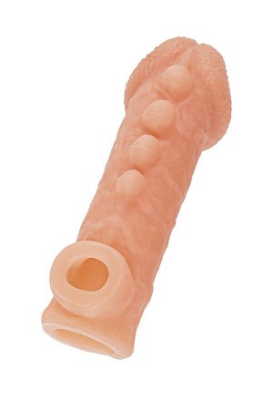 Насадка реалистичная KOKOS COCK SLEEVE 008-S с дополнительной стимуляцией, TPE, телесная, 13.8 см
