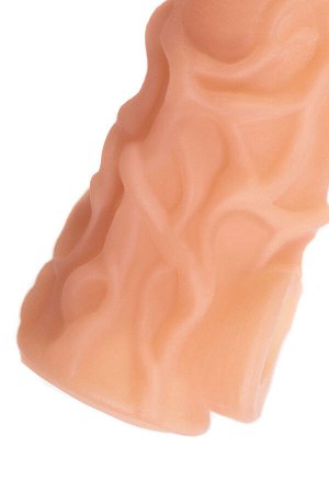 Насадка реалистичная KOKOS NUDE SLEEVE с дополнительной стимуляцией, TPE, телесная, 10 см