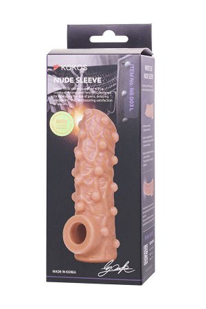 Насадка реалистичная KOKOS NUDE SLEEVE с дополнительной стимуляцией, TPE, телесная, 14 см