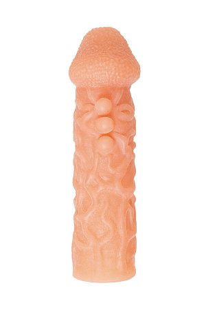Насадка реалистичная KOKOS COCK SLEEVE 007-S с дополнительной стимуляцией, TPE, телесная, 13.8 см