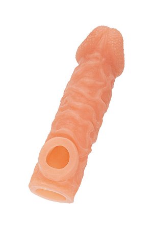 Насадка реалистичная KOKOS COCK SLEEVE 007-S с дополнительной стимуляцией, TPE, телесная, 13.8 см