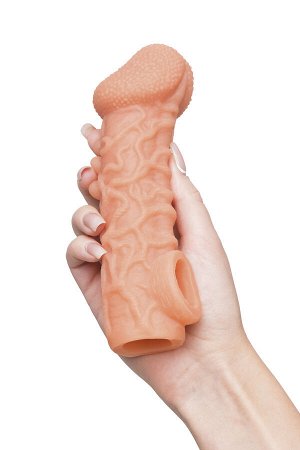 Насадка реалистичная KOKOS COCK SLEEVE 007-L с дополнительной стимуляцией, TPE, телесная, 15.6 см