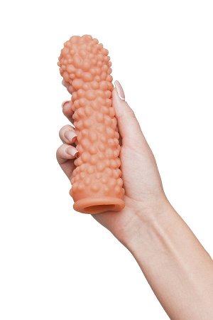Насадка реалистичная KOKOS PENIS SLEEVE с дополнительной стимуляцией, TPE, телесная, 16.5 см