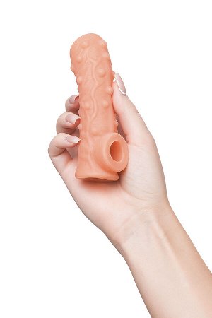 Насадка реалистичная KOKOS NUDE SLEEVE с дополнительной стимуляцией, TPE, телесная, 12 см