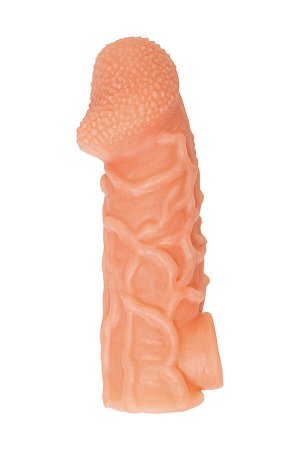 Насадка реалистичная KOKOS COCK SLEEVE 006-S с дополнительной стимуляцией, TPE, телесная, 13.8 см