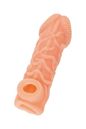 Насадка реалистичная KOKOS COCK SLEEVE 006-S с дополнительной стимуляцией, TPE, телесная, 13.8 см