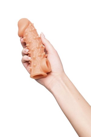 Насадка реалистичная KOKOS COCK SLEEVE 005-M с дополнительной стимуляцией, TPE, телесная, 15.6 см