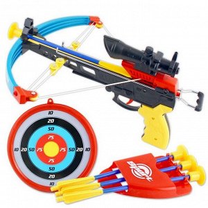 Игровой набор арбалет  "Стрелок" ,  с лазерным прицелом, 3 стрелы с присосками, колчан и мишень