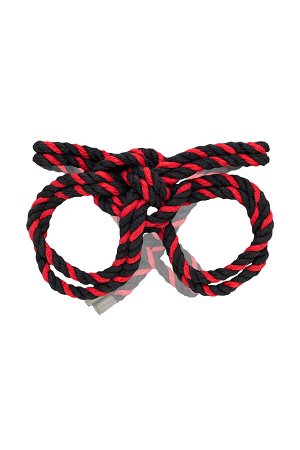 Наручники-оковы Pecado BDSM, "Узел-альфа", из хлопковой веревки, черно-красные, 3,3 м