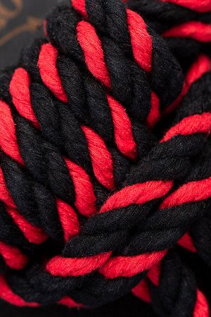 Наручники-оковы Pecado BDSM, "Узел-омега", из хлопковой веревки, черно-красные, 3,5 м