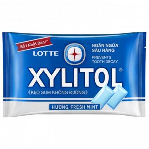 Резинка жевательная Xylitol Fresh Mint "Освежающая мята", Thai Lotte, 11,6г, блистер, 1/10/200