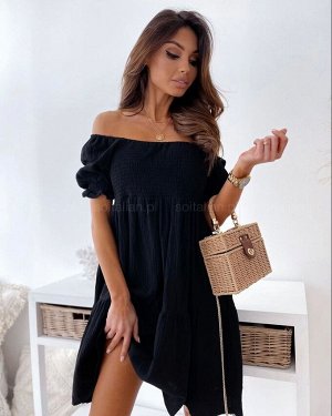 Платье 7007 "Однотон - Верх Широкая Резинка" Черное