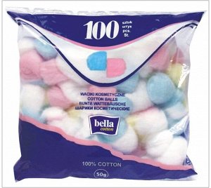 Шарики ватные цветные bella cotton 100 шт./уп.