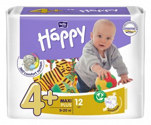 Подгузники для детей bella baby Happy, Maxi Plus (9-20 кг), 12 шт.