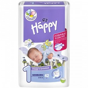 Подгузники для детей bella baby Happy Newborn для новорожденных, размер 1 (2-5 кг), 42 шт