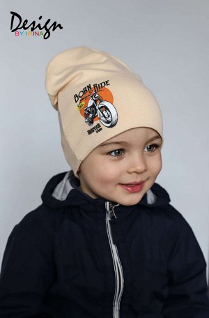 Удлиненная шапка для мальчика Born Ride (бежевая)