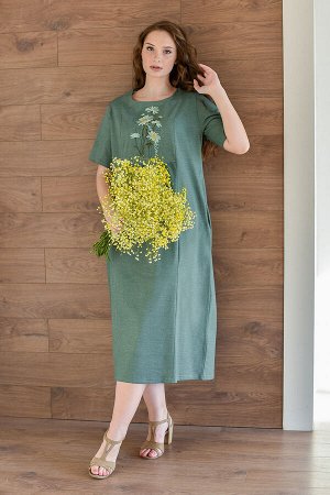 Платье женское "Ромашковое поле" зеленый