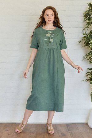 Платье женское "Ромашковое поле" зеленый