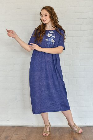 Платье женское "Ромашковое поле" синий
