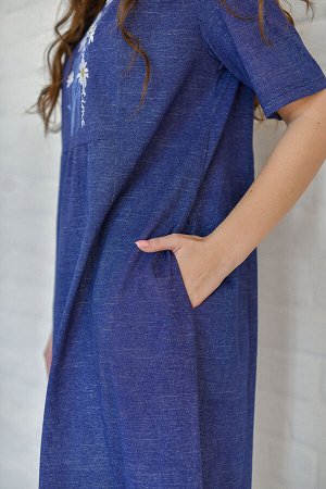 Платье женское "Ромашковое поле" синий