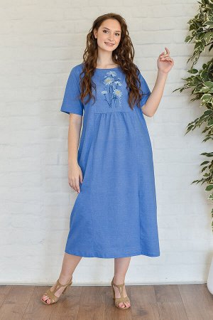 Платье женское "Ромашковое поле" голубой