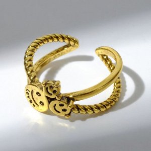 Кольцо "Смайлики", цвет чернёное золото, безразмерное