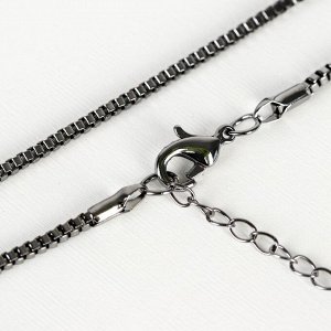 Кулон "Утончённость" овалы с цепочкой, цвет чёрно-серый в сером металле, 60см